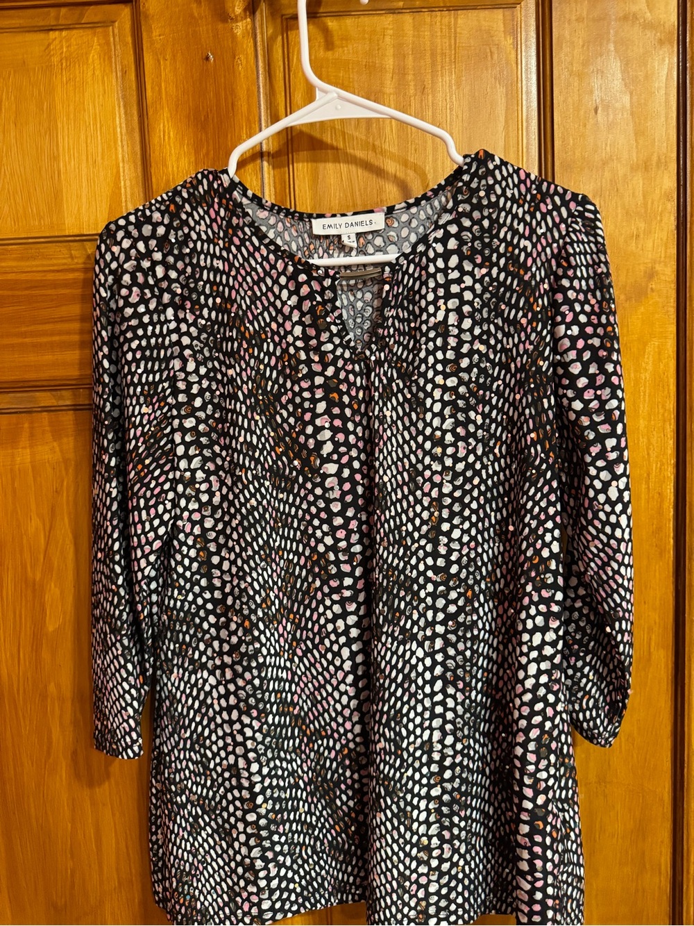 Emily Daniels Black Tunic with Pink & Cream Dot Print